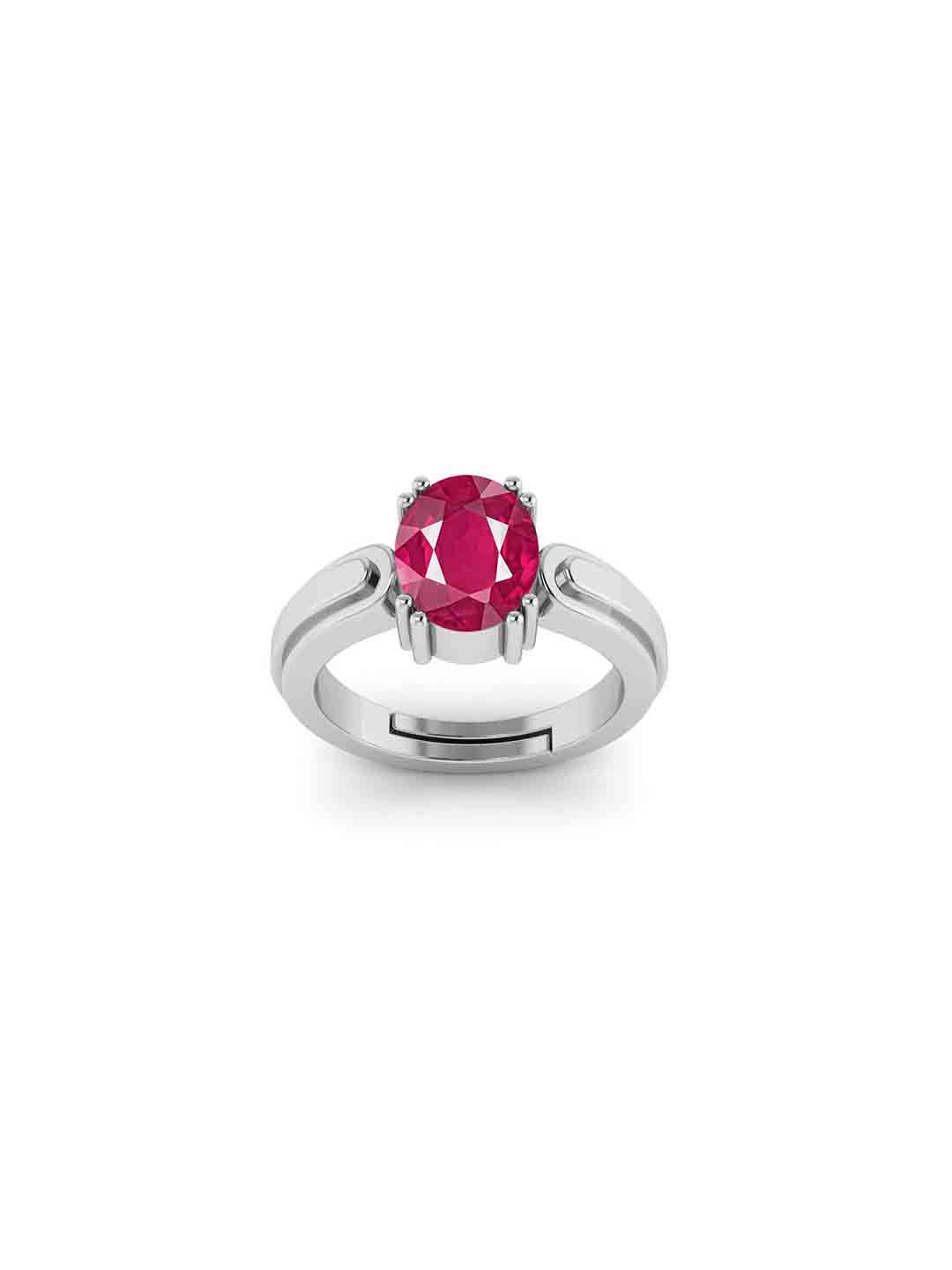 RRVGEM Silver Plated 8.00 KT 8.30 KT Ruby Adjustable Ring