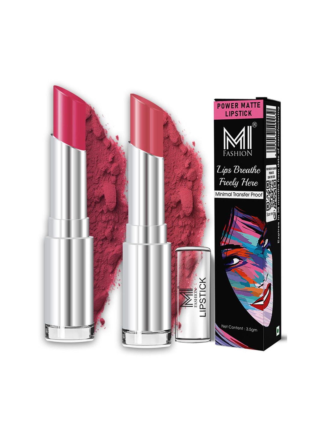 MI FASHION Power Matte Lightweight Smudge Proof Lip Color Duo