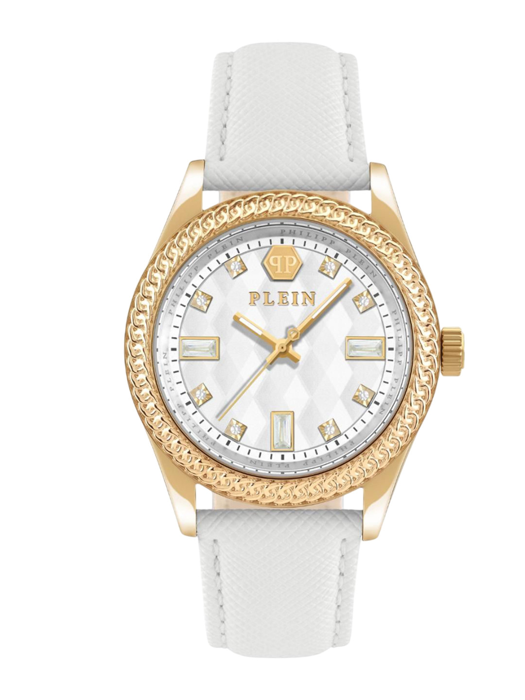 PHILIPP PLEIN Women Brass Dial & Leather Textured Straps Analogue Watch PWCDA0324