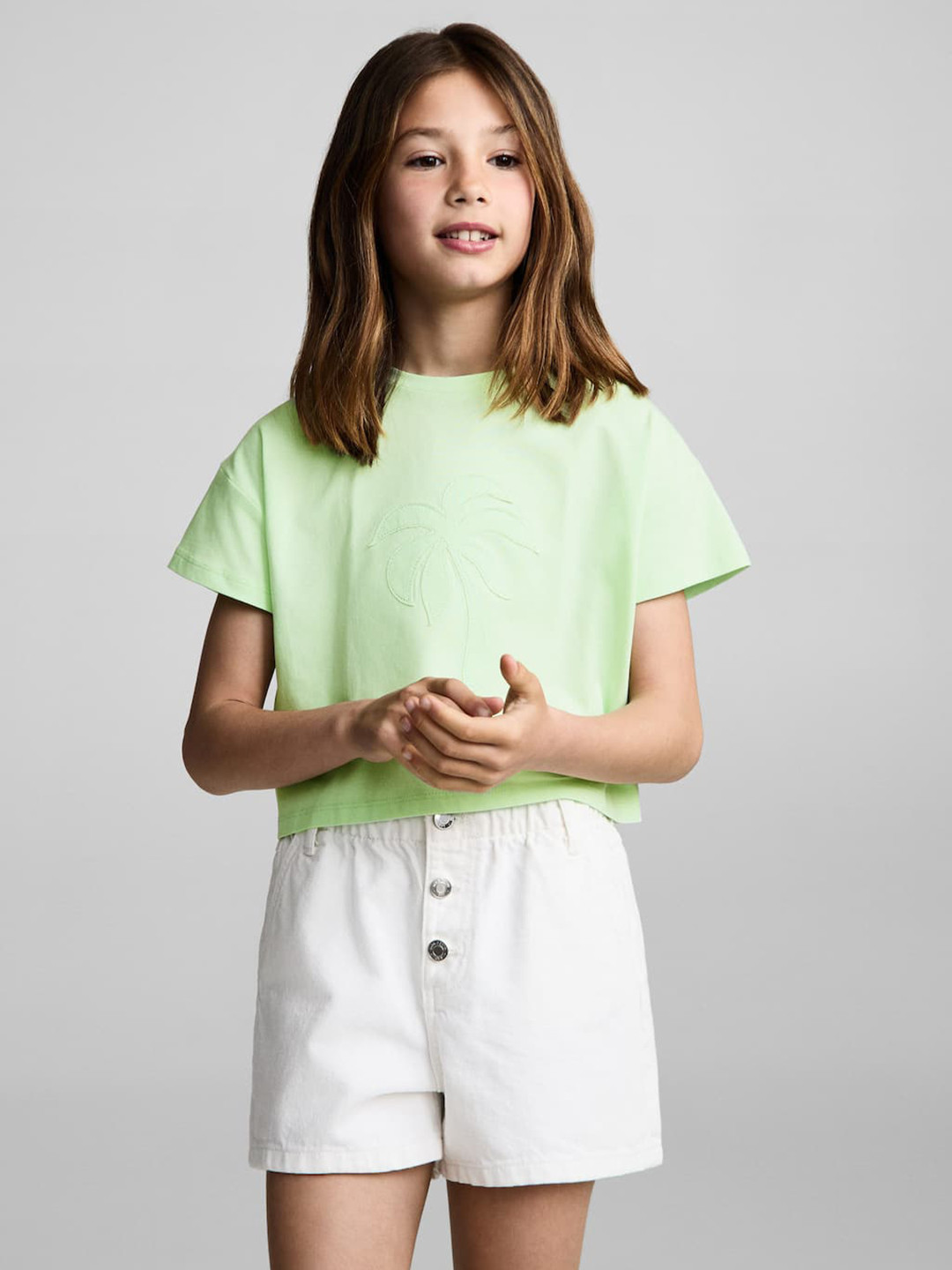 Mango Kids Girls Pure Cotton Applique T-Shirt With Styled Back