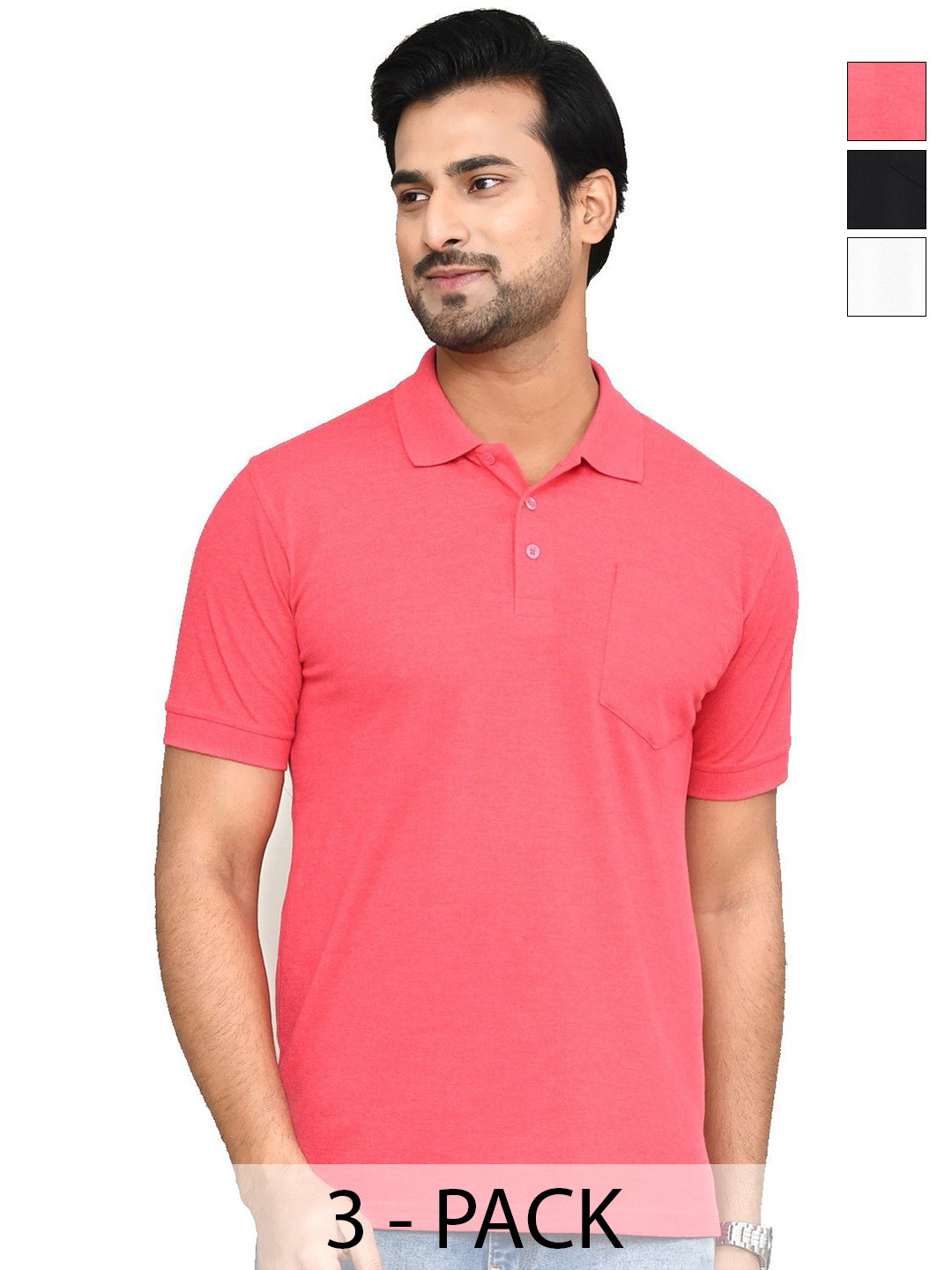 RAPL Pack of 3 Polo Collar Short Sleeves Casual T-shirts