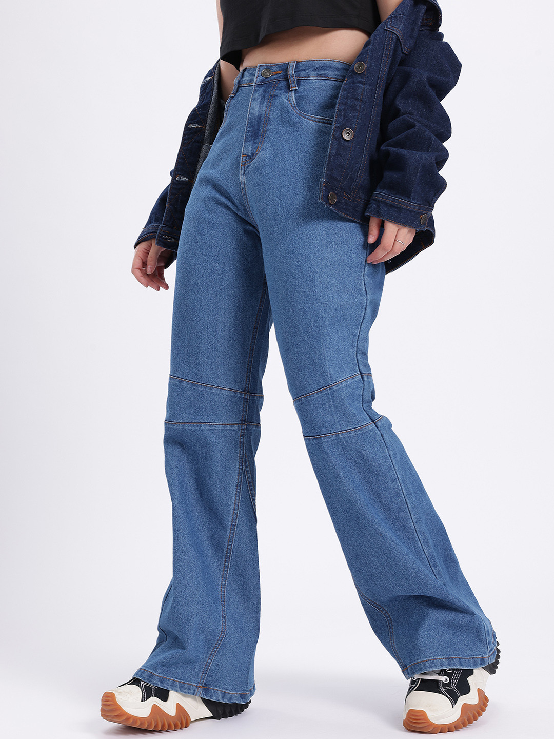 glitchez Women Paneled Bootcut Flare Jeans