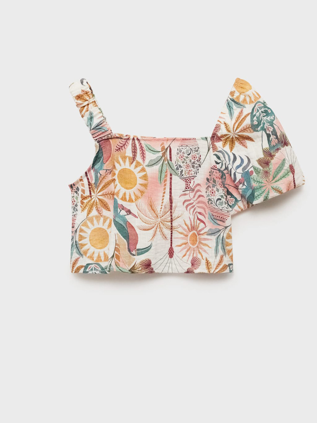 Mango Kids Girls Tropical Print Tropical Regular Top