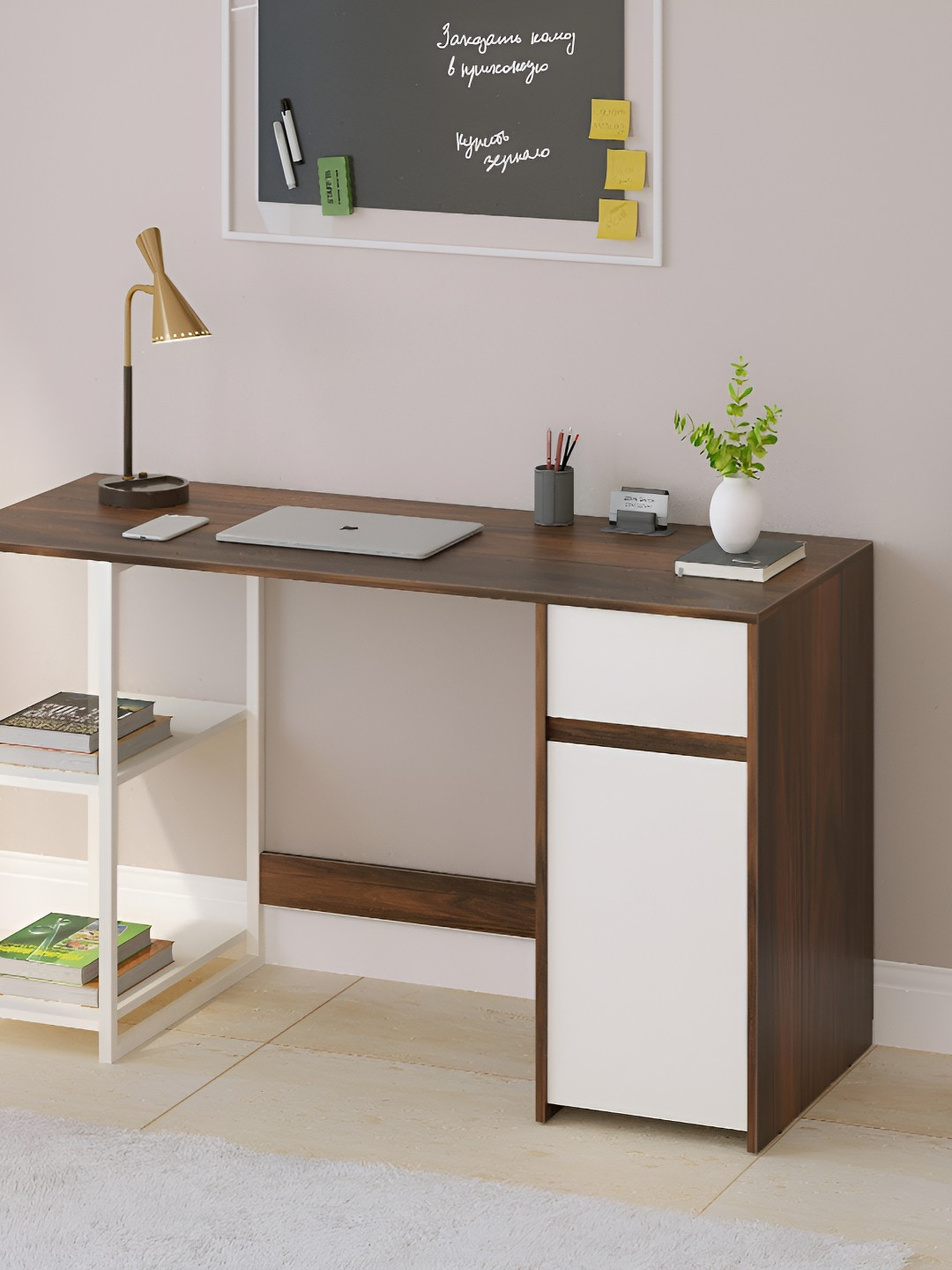 bluewud Brown Corbyn Study & Computer Table With Drawer