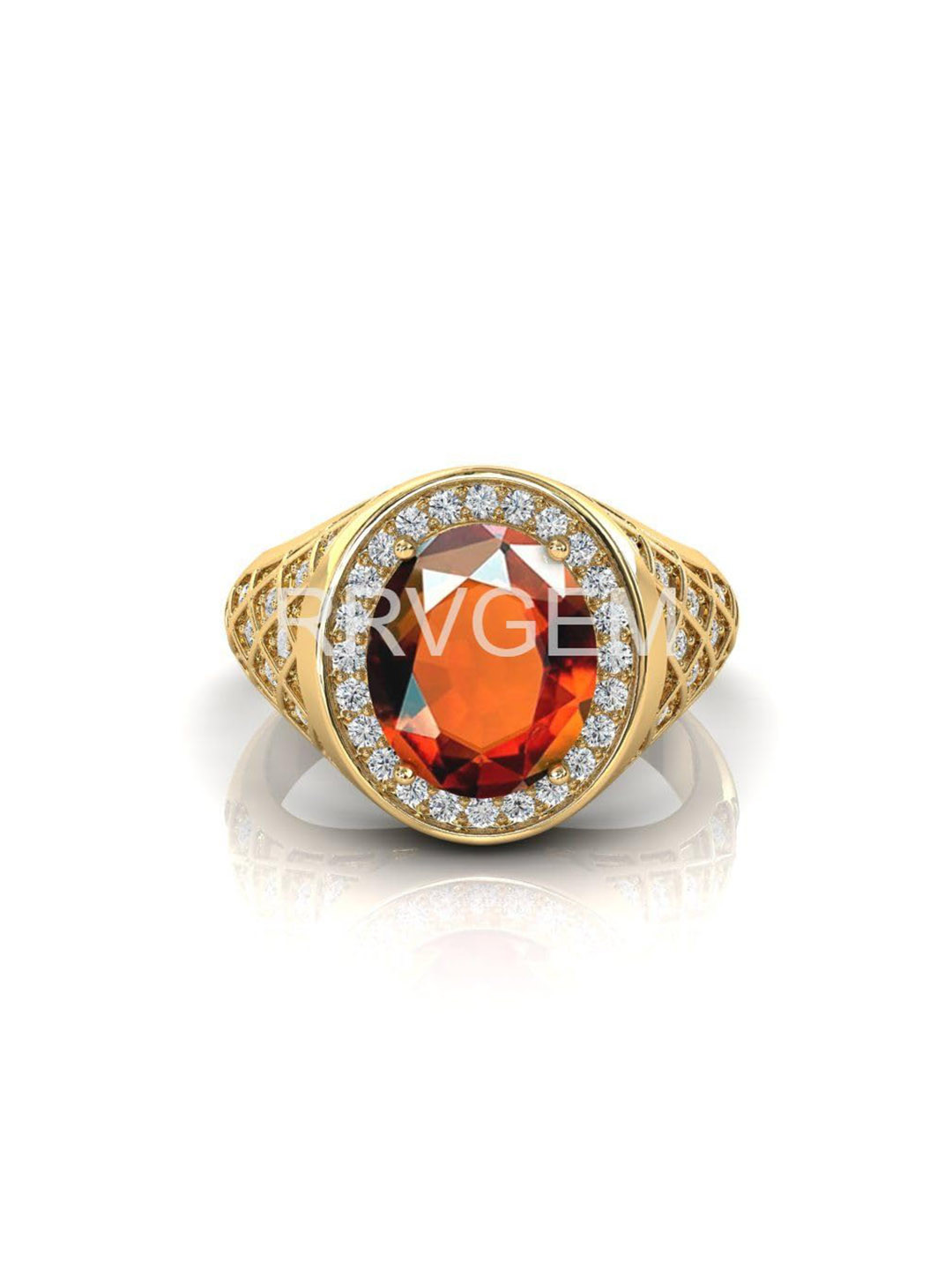 RRVGEM 4.25 Ratti 3.70 KT Gomed Hessonit Stone Gold Ring