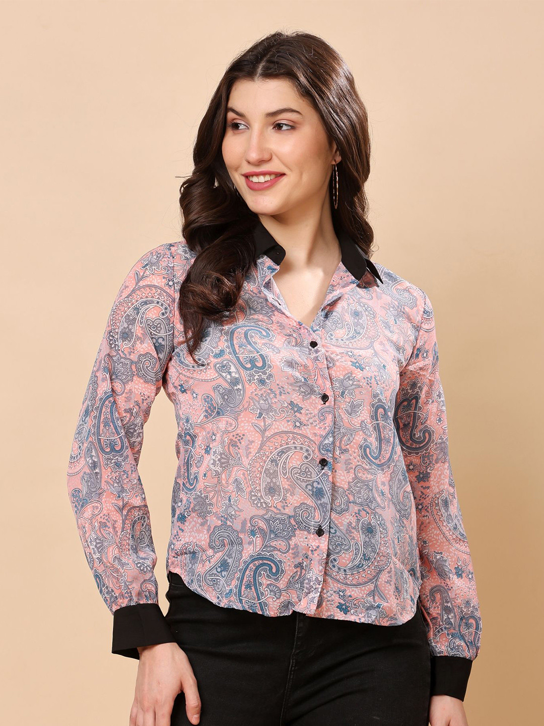 hazelglow Women Floral Printed Cuffed Sleeves Shirts