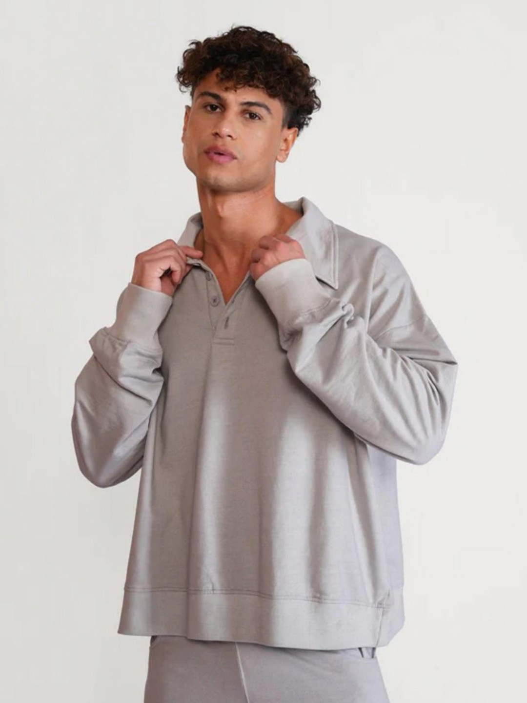 Peach Polo Collar Oversized Bio Finish Cotton T-shirt