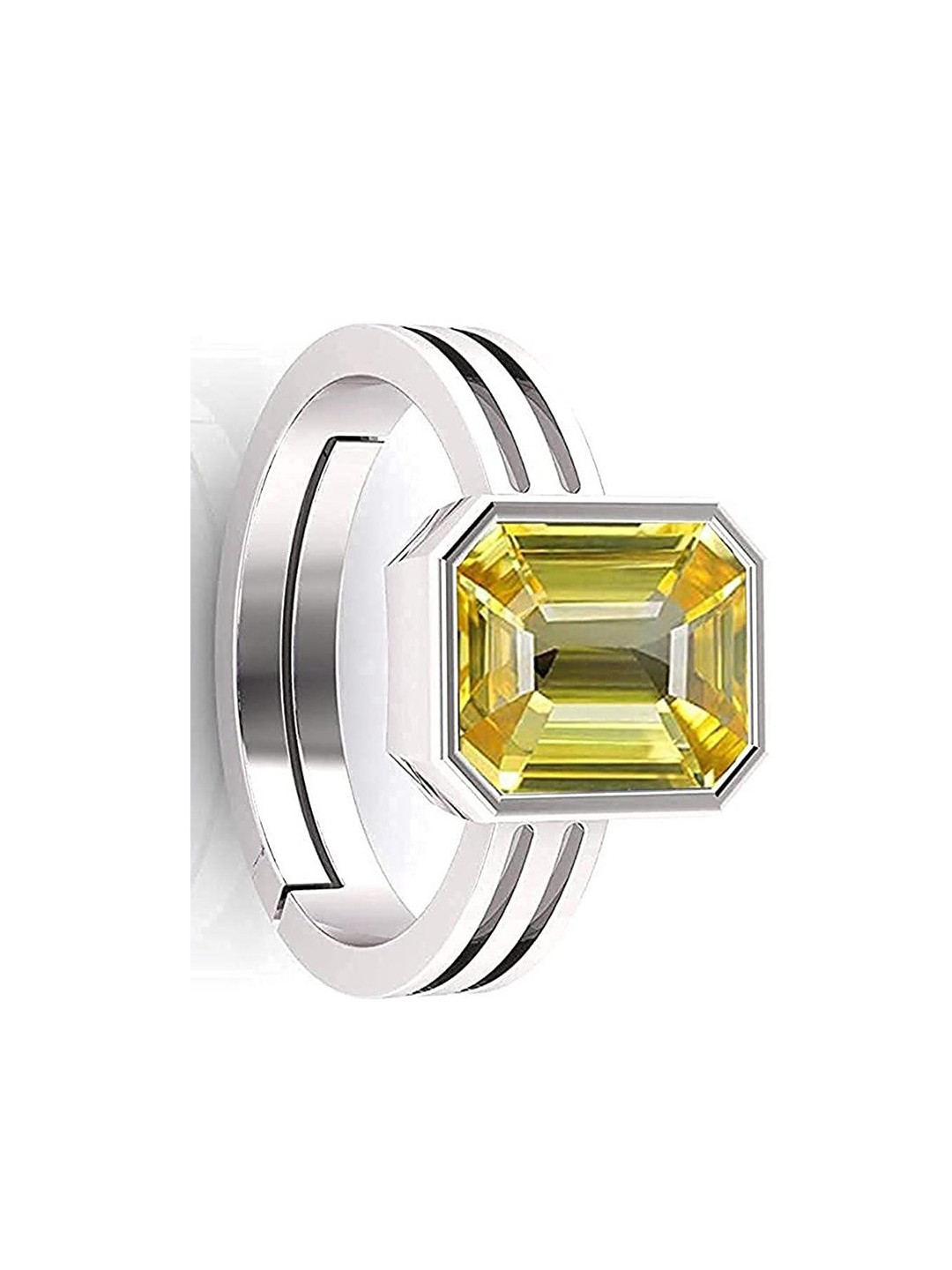 Yellow Sapphire 7.25 Ratti 6.00 KT Brass Plated Ring