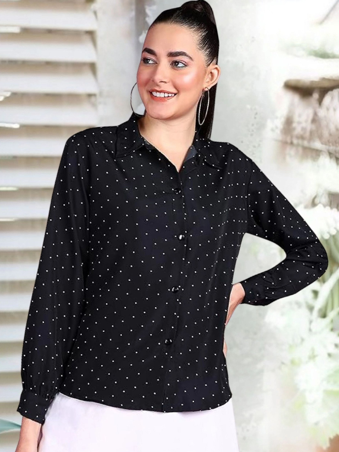 Popwings Smart Polka Dot Printed Casual Shirt