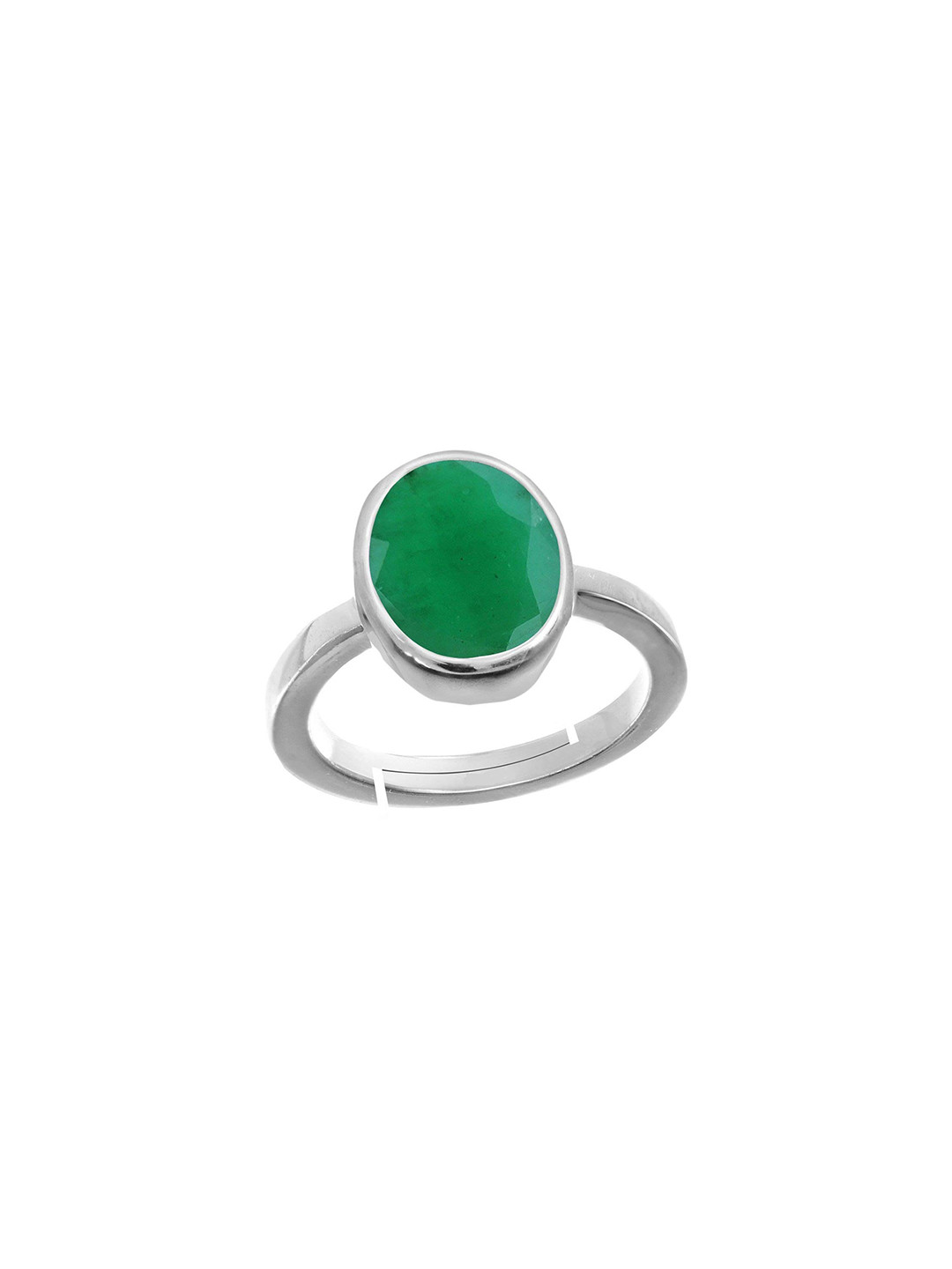 RRVGEM 5.25 KT Rashi Ratna Panna Stone Silver Plated Adjustable Ring