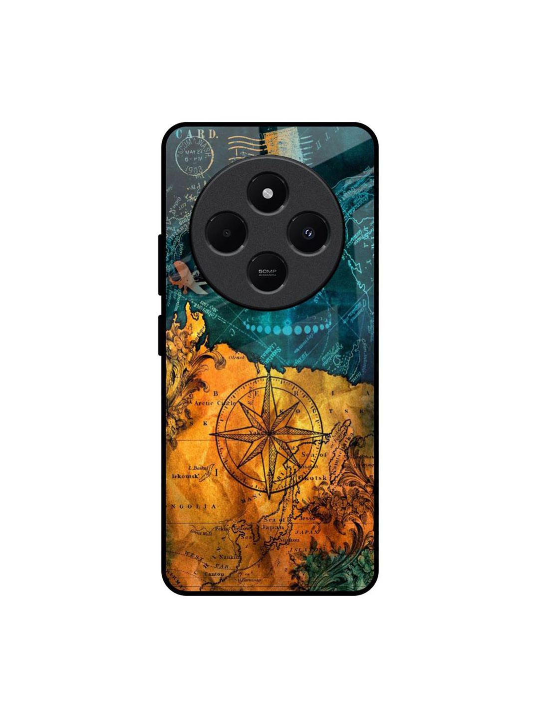 QRIOH Architecture Map Real Printed Redmi 14C 5G Impact Resistant Back Case