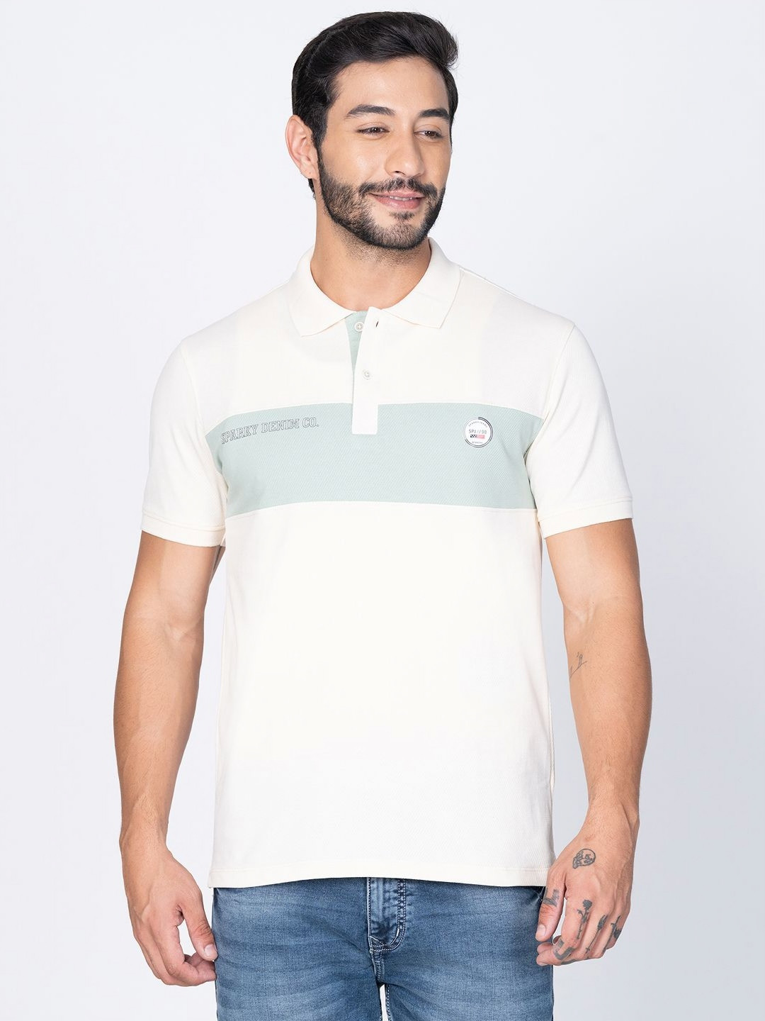 Sparky Graphic Printed Polo Collar Cotton T-shirt