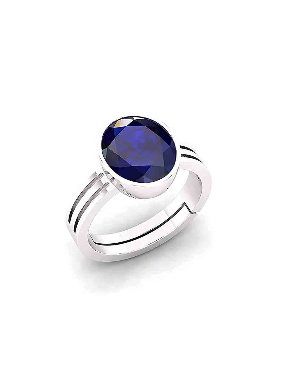 RRVGEM 4.25 Ratti Unisex Brass Blue Sapphire Ring