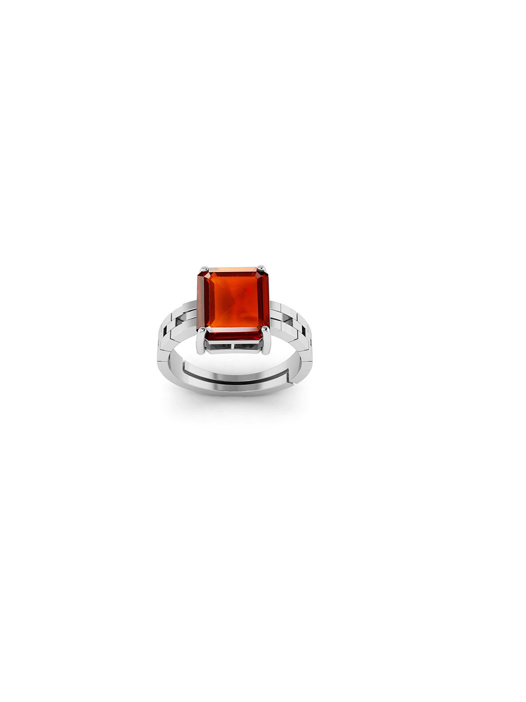 RRVGEM 5 KT Silver Plated Gomed Stone Adjustable Finger Ring