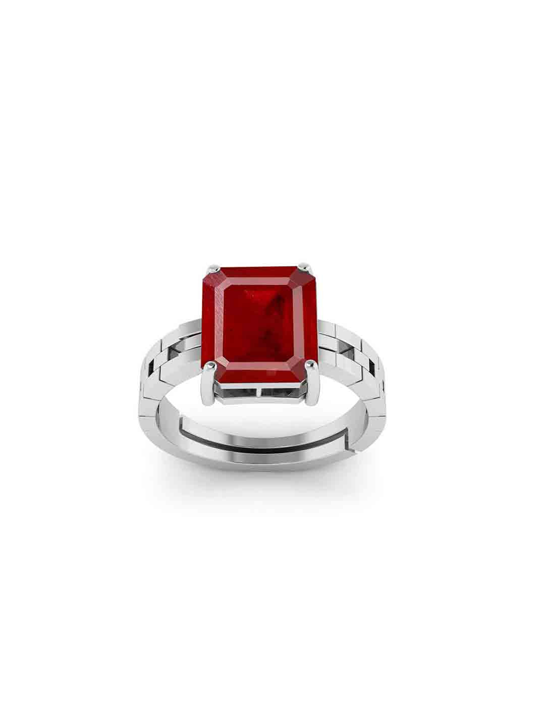 RRVGEM 6.25 Ratti 5.70 KT Ruby Ring Silver Plated Adjustable Ring