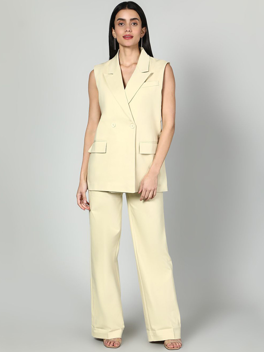 Fashion Sleevless Blazer and Trouser Set