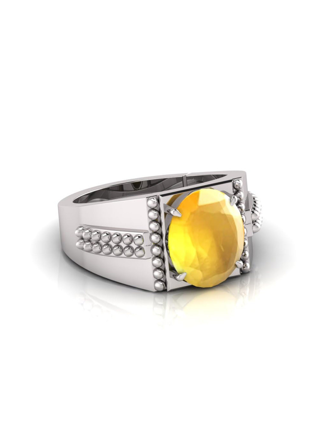 RRVGEM 10.25 Ratti Yellow Sapphire Silver Plated Ring