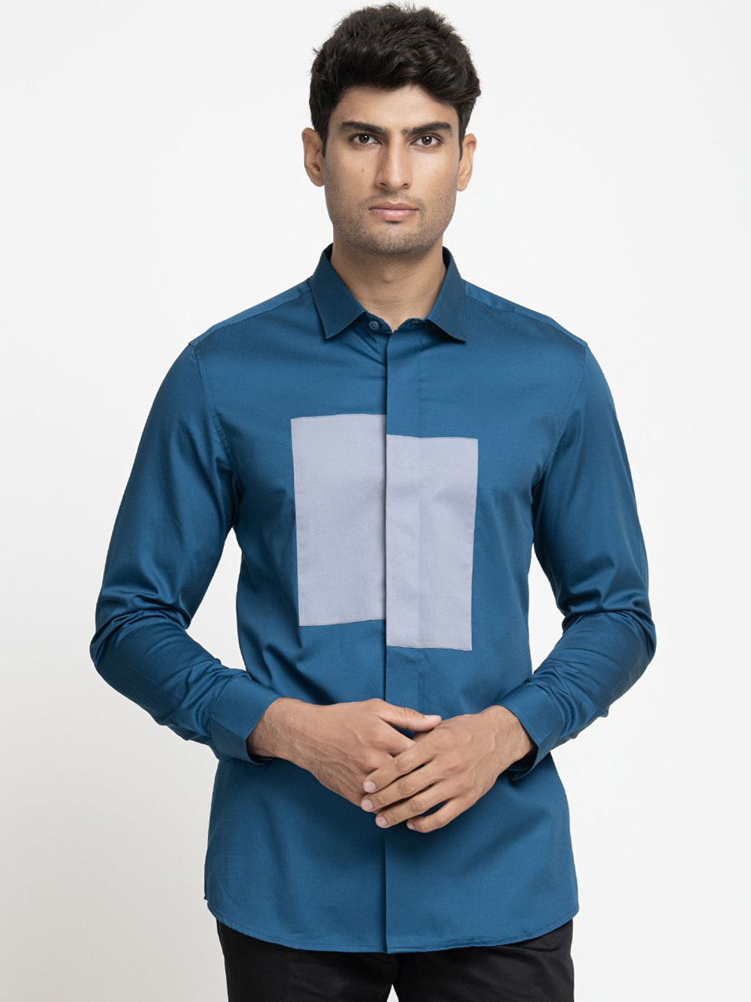 HILO DESIGN Spread Collar Long Sleeves Contemporary Casual Shirt