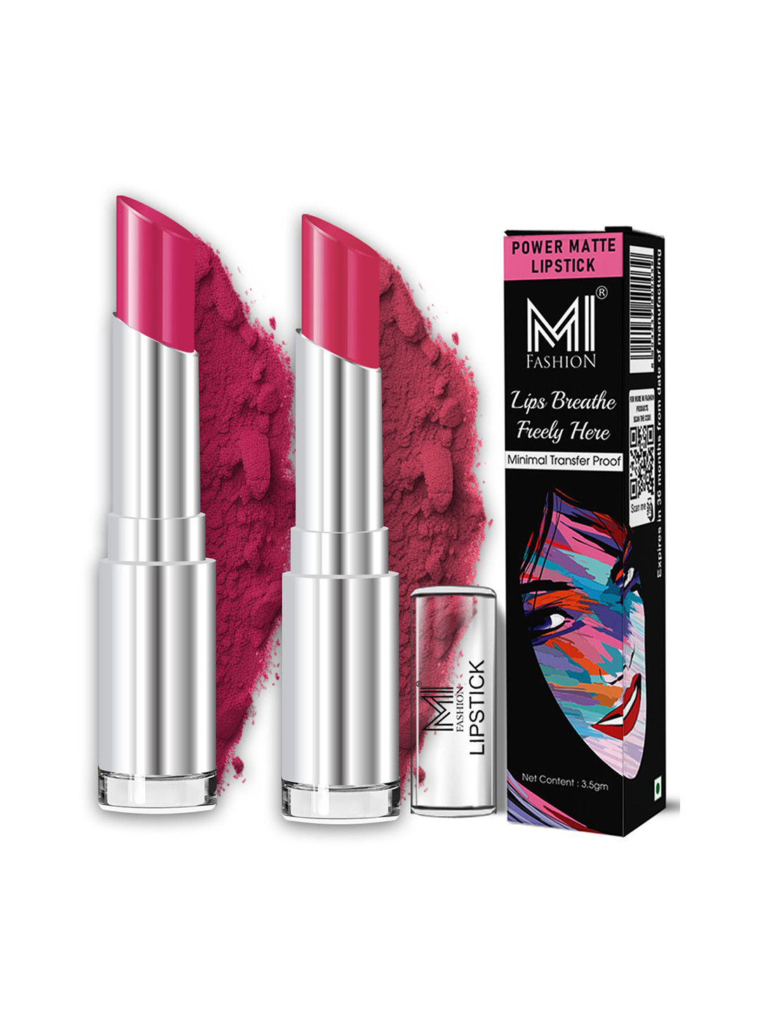 MI FASHION Set of 2 Minimal Transfer Smooth Matte Lipstick-3.5g-Rose Pink & Purple Peach