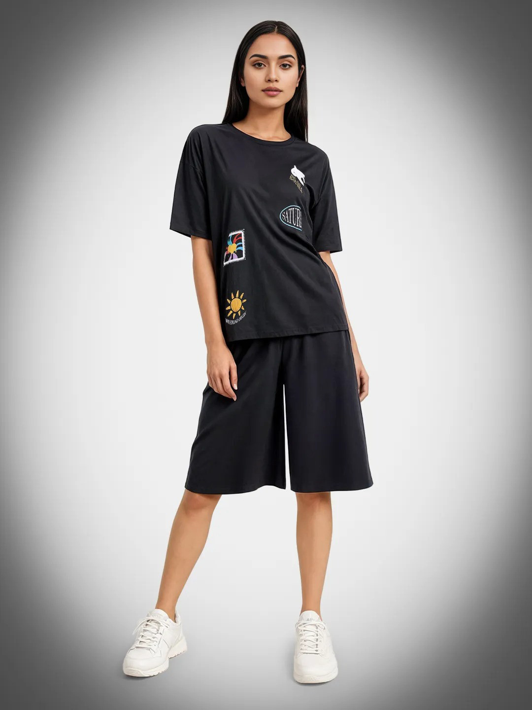 glitchez Printed Oversize Bermuda Shorts Co-Ords