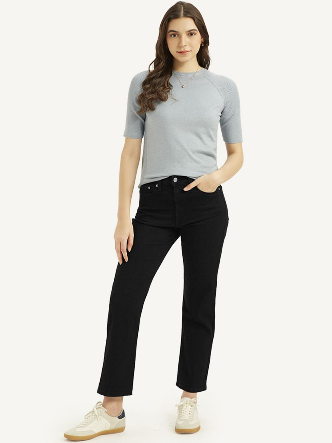 Levis Women's Black Wedgie Straight Fit Mid Rise Jeans