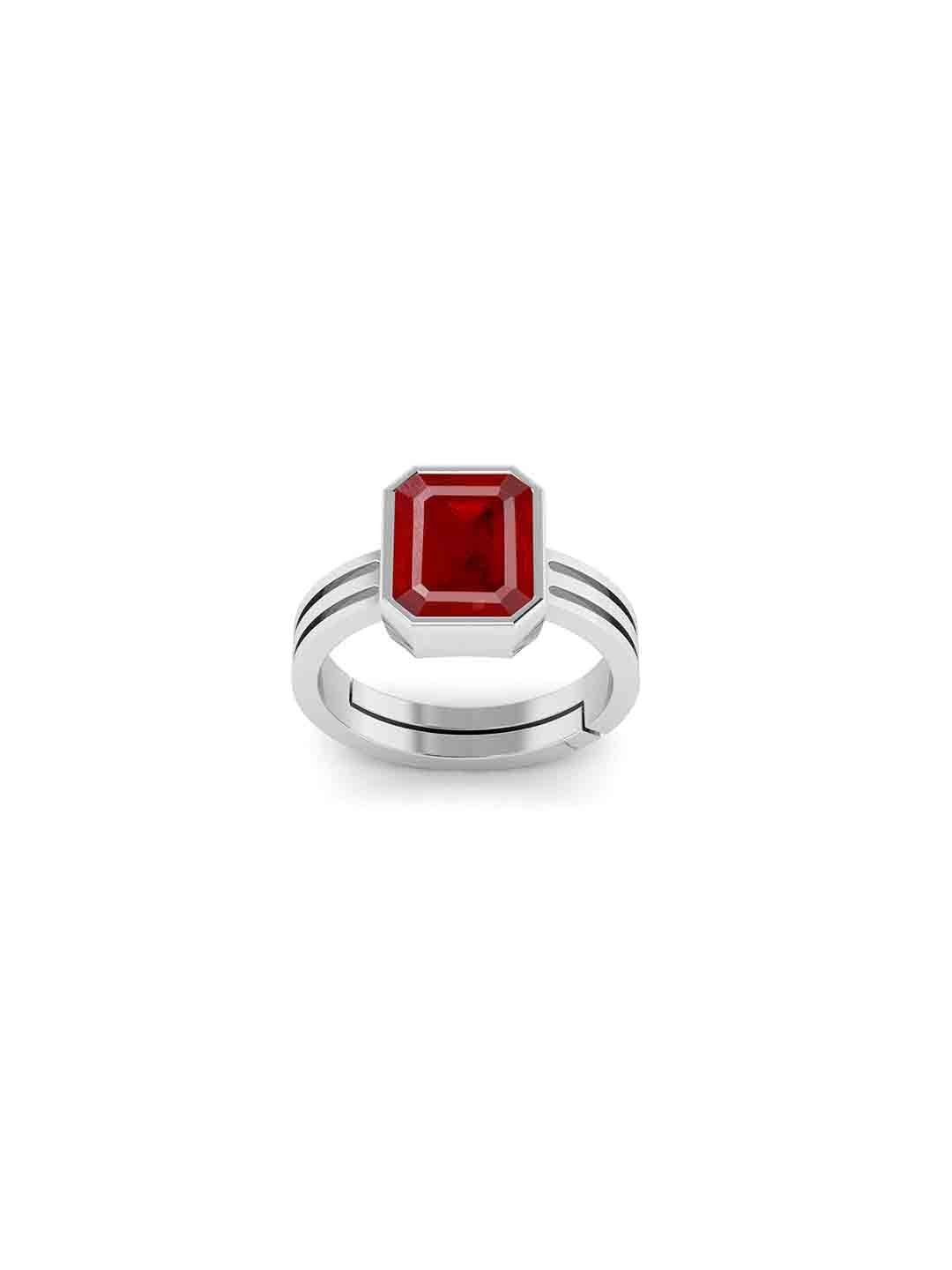 RRVGEM Silver Plated 9.00 KT 9.30 KT Ruby Adjustable Ring