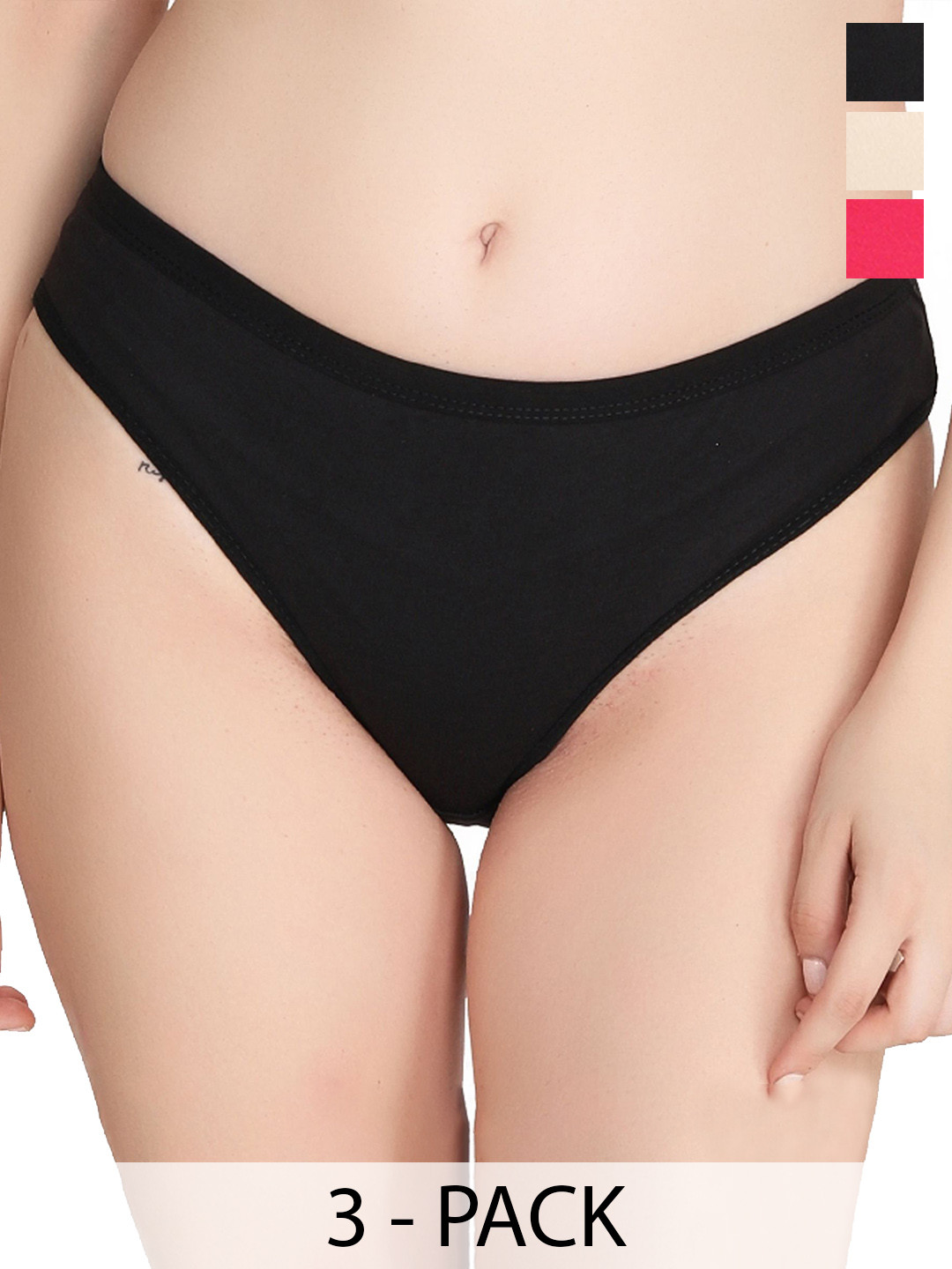 Liigne Pack Of 3 Mid-Rise Seamless Basic Briefs VCPC1805-XS