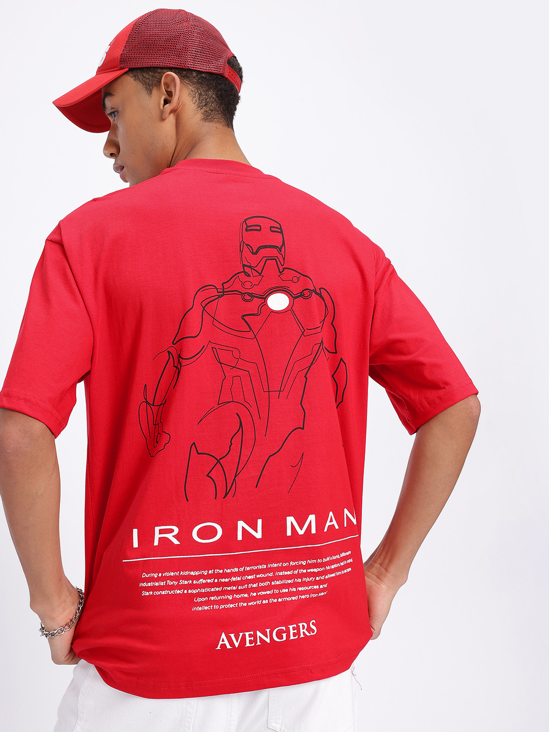 Marvel Iron Man Print Oversized Drop-Shoulder T-shirt