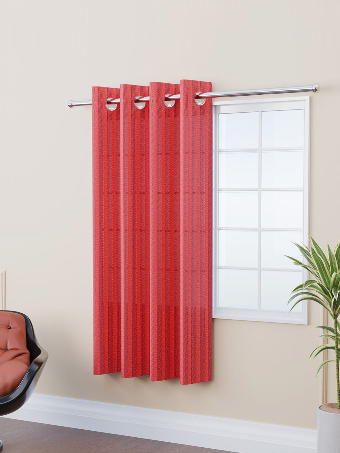 Aura Maroon 5 Feet Decorative Net Curtain for Window Curtain