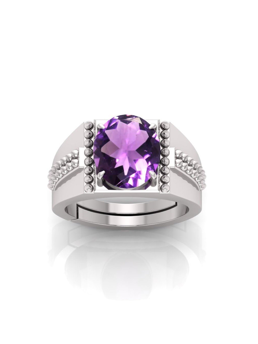 RRVGEM 5.25 Ratti Amethyst Stone Silver Ring