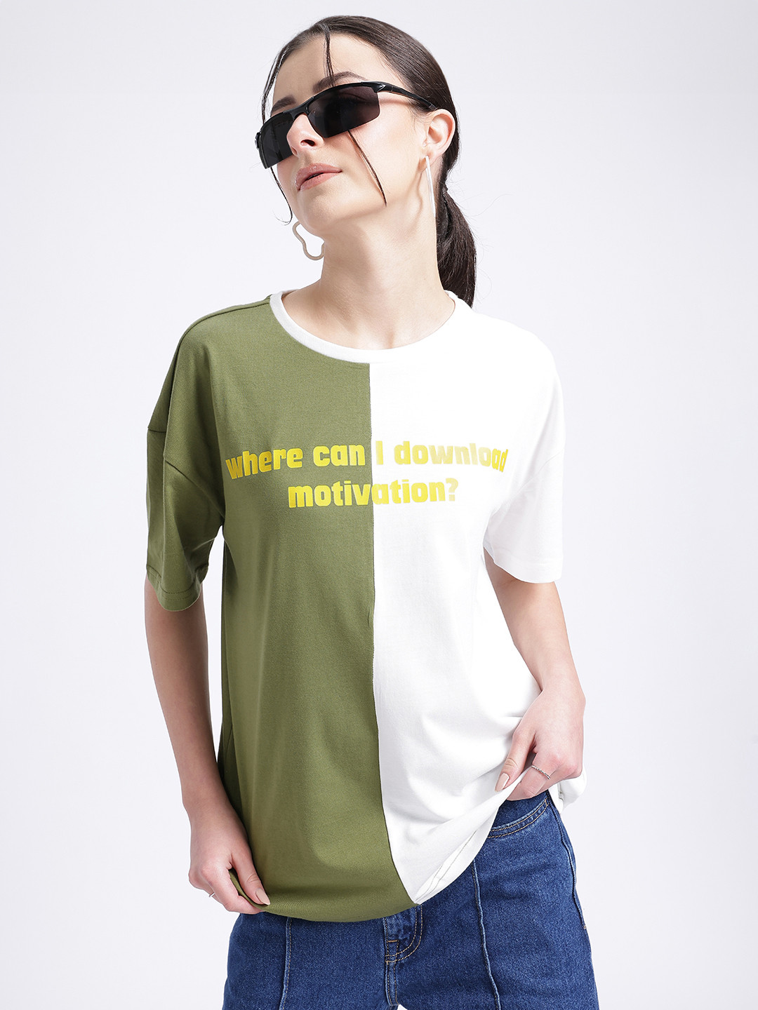 glitchez Colourbed Printed Oversized Fit T-shirt