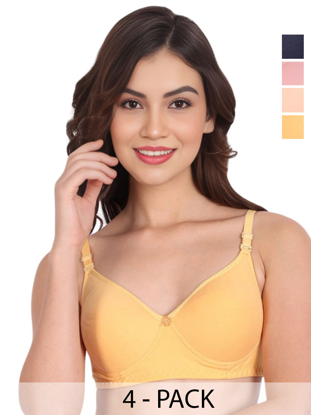 Liigne Pack of 4 Cut and Sew Full Coverage Lightly Padded Bra