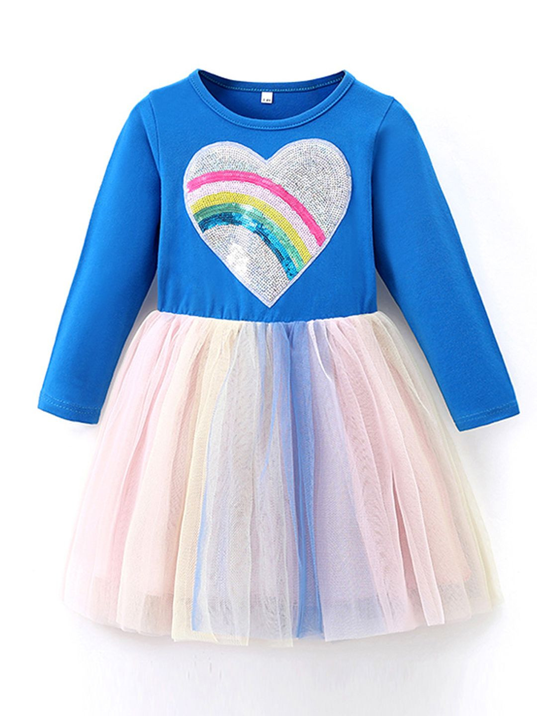 YK Girls Fit and Flare Applique Dress