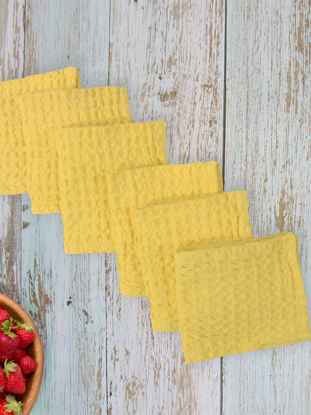 Cotton Candy Set of 6 Yellow Solid Tabe Napkins