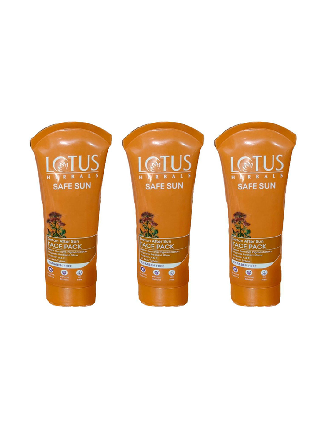 Lotus Herbals Set Of 3 Safe Sun De-Tan After Sun Face Pack - 100 g Each