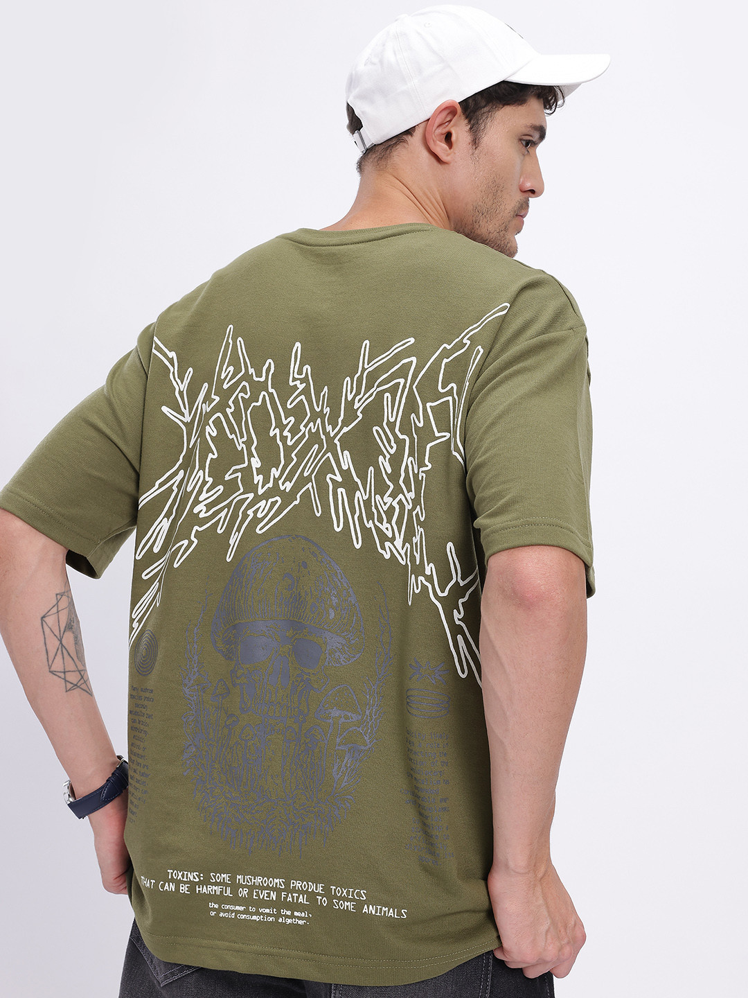 Olive Graphic Printed Oversized T-shirt
