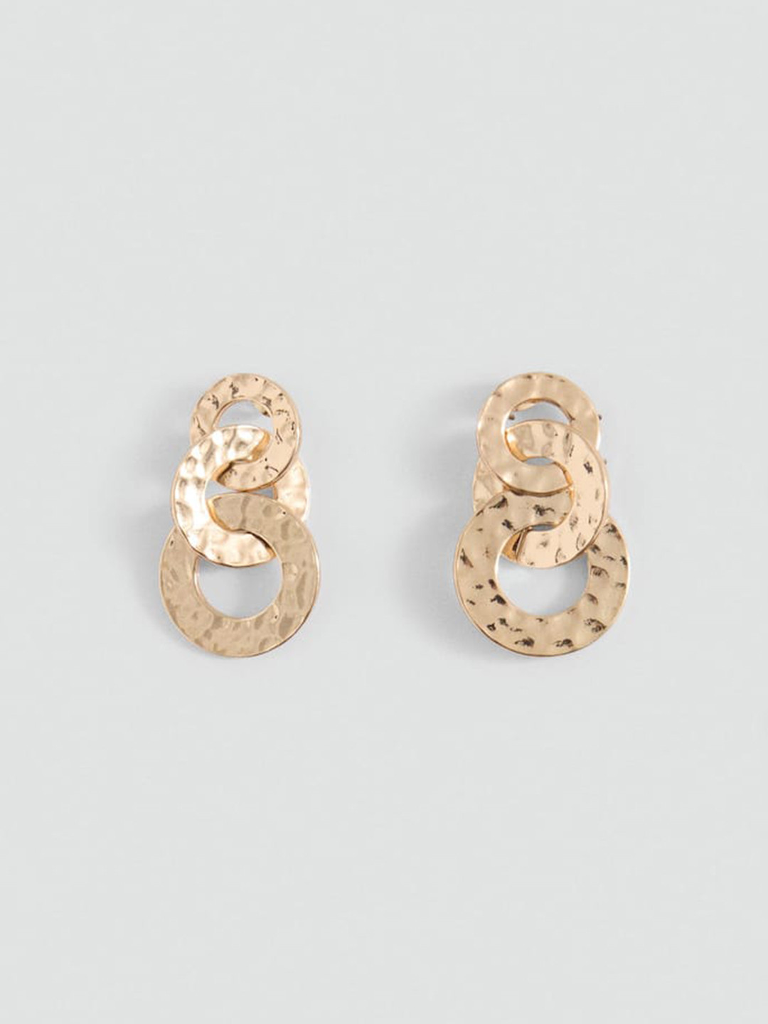 MANGO Circular Shaped Textured Drop Earrings