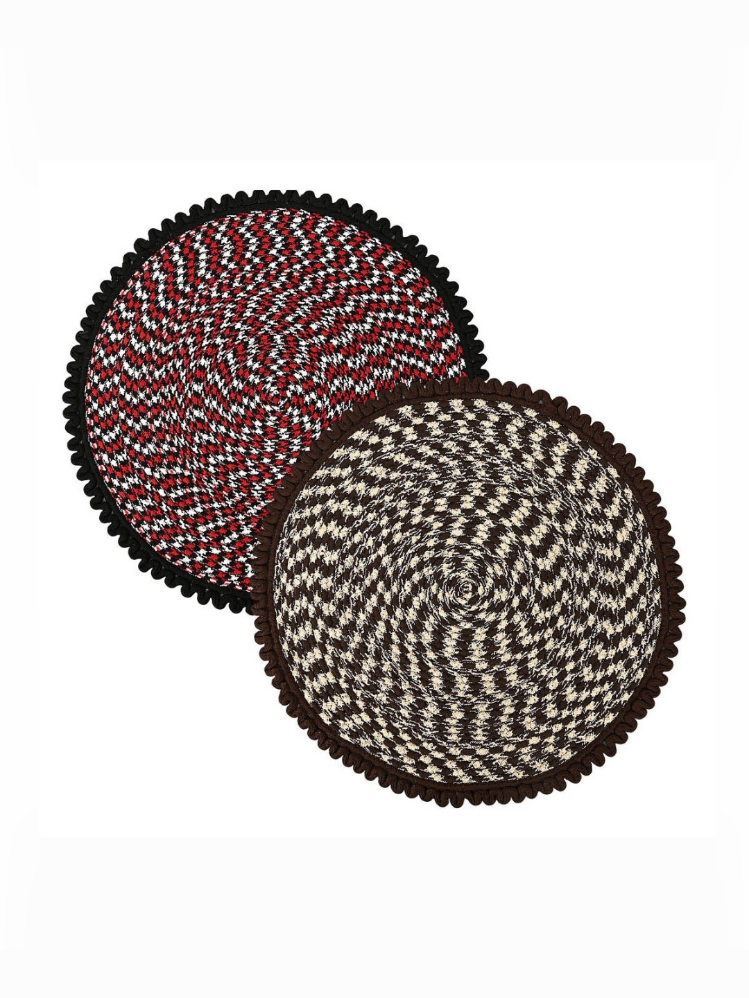 Aura 2 Pieces Red & Cream Spiral Round Super Absorbent Doormat