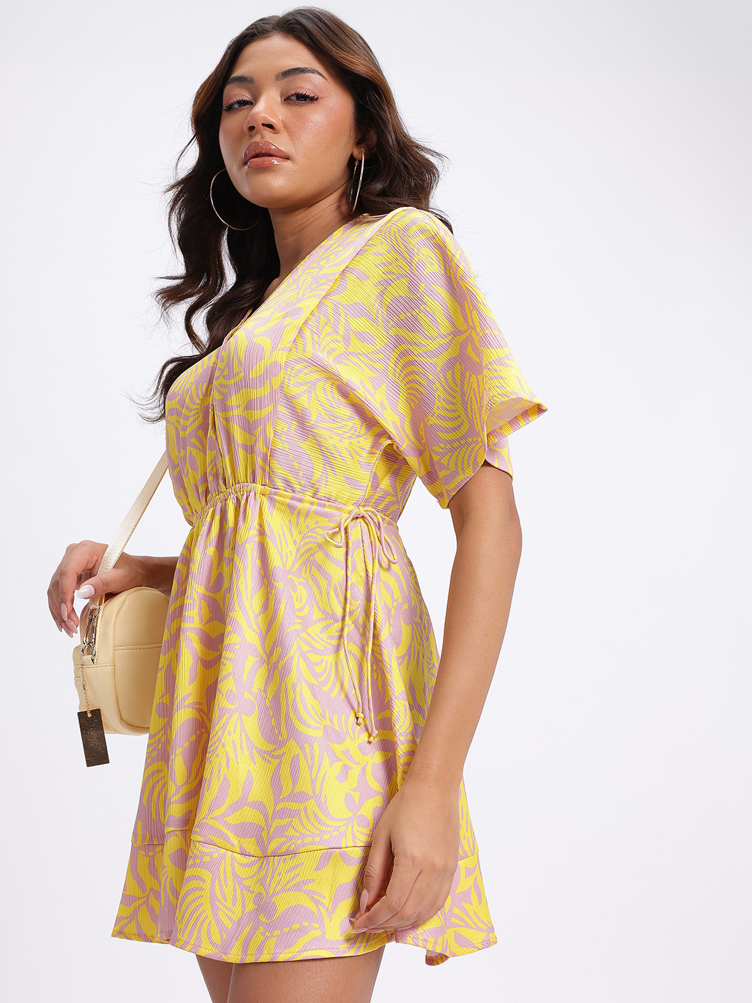 Purple and Yellow Abstract Mini Dress