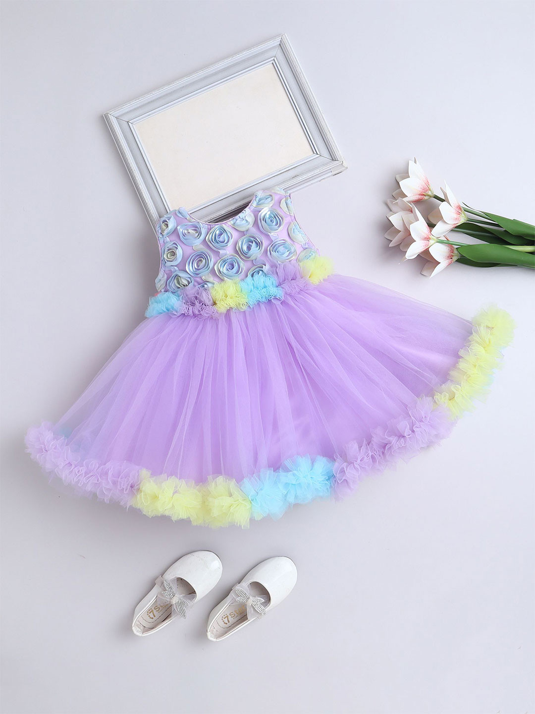 The Magic Wand Girls Tulle Floral Fit & Flare Knee Length Dress