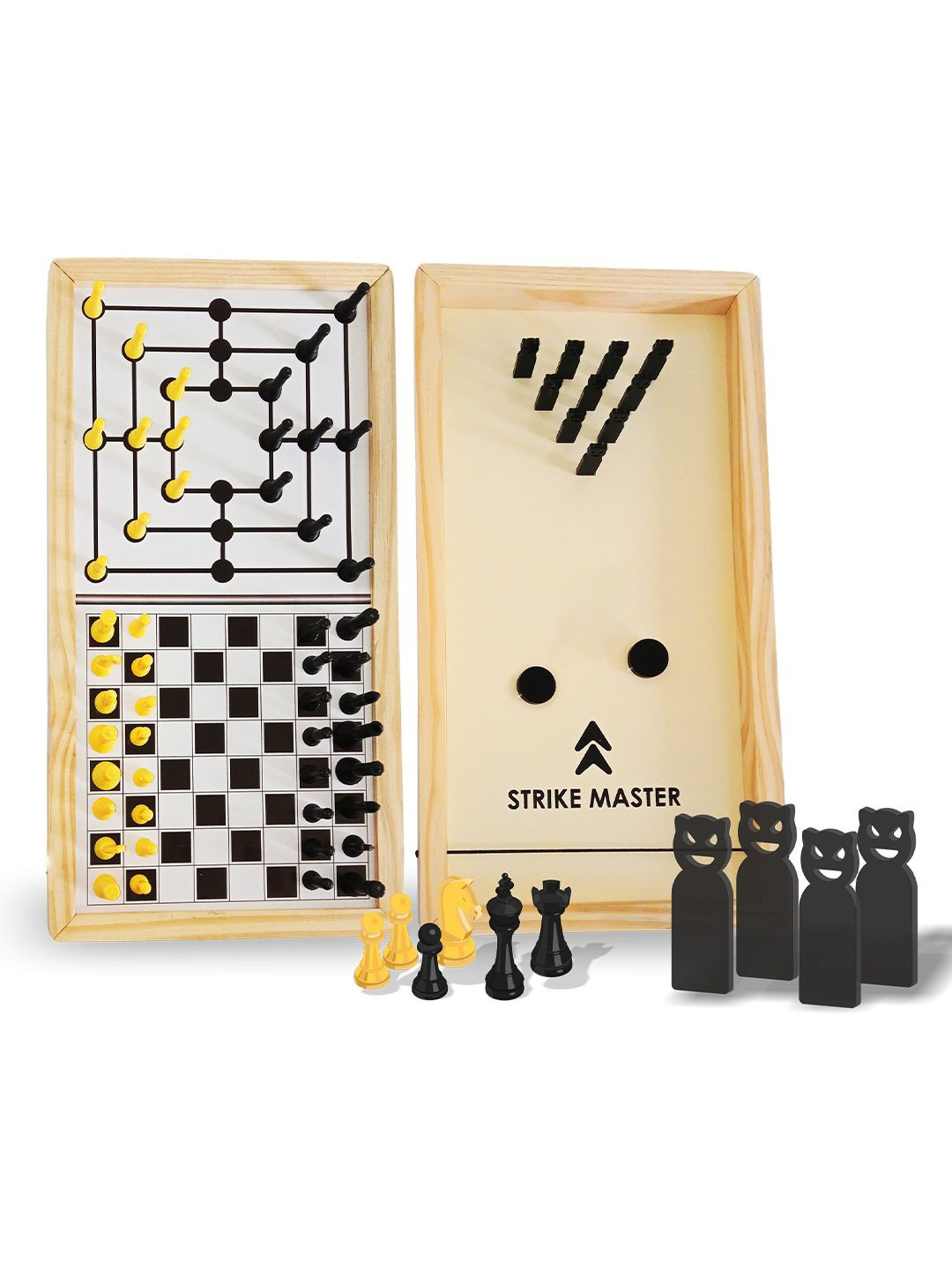 WEMBLEY Kids Set 3-in-1 Wooden Chess Board Games