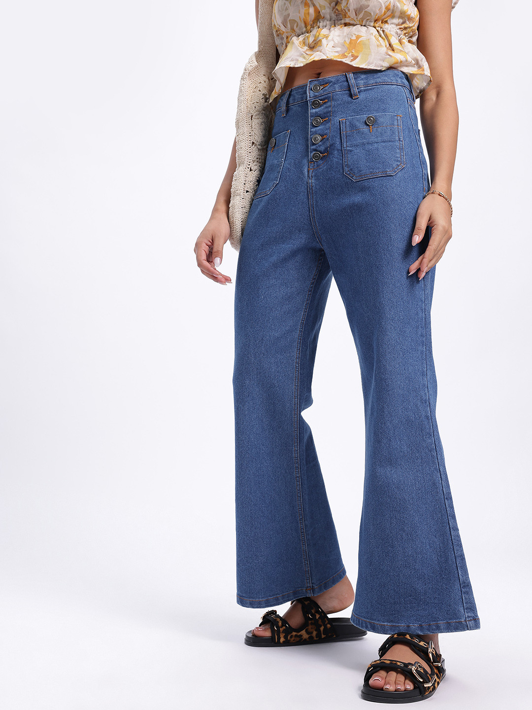 glitchez Women Retro Bootcut Flared Jeans