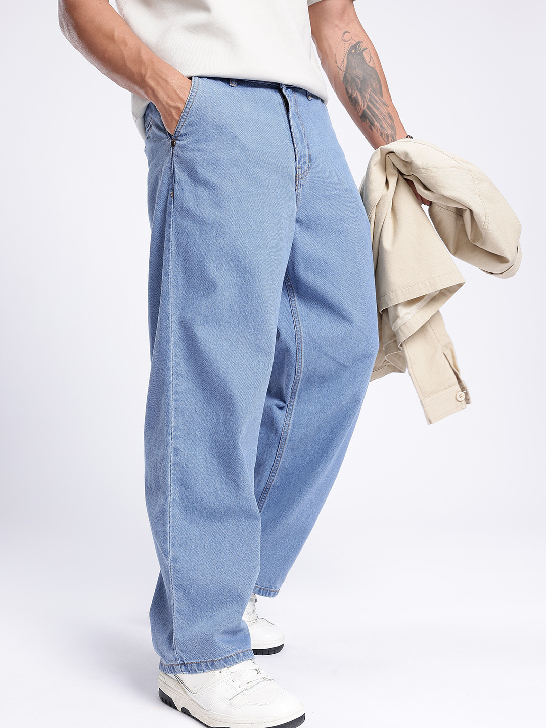 glitchez Men Light Shade Baggy Jeans