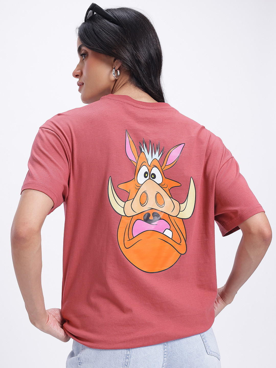 Disney by Glitchez Pumbaa Printed Oversized T-shirt