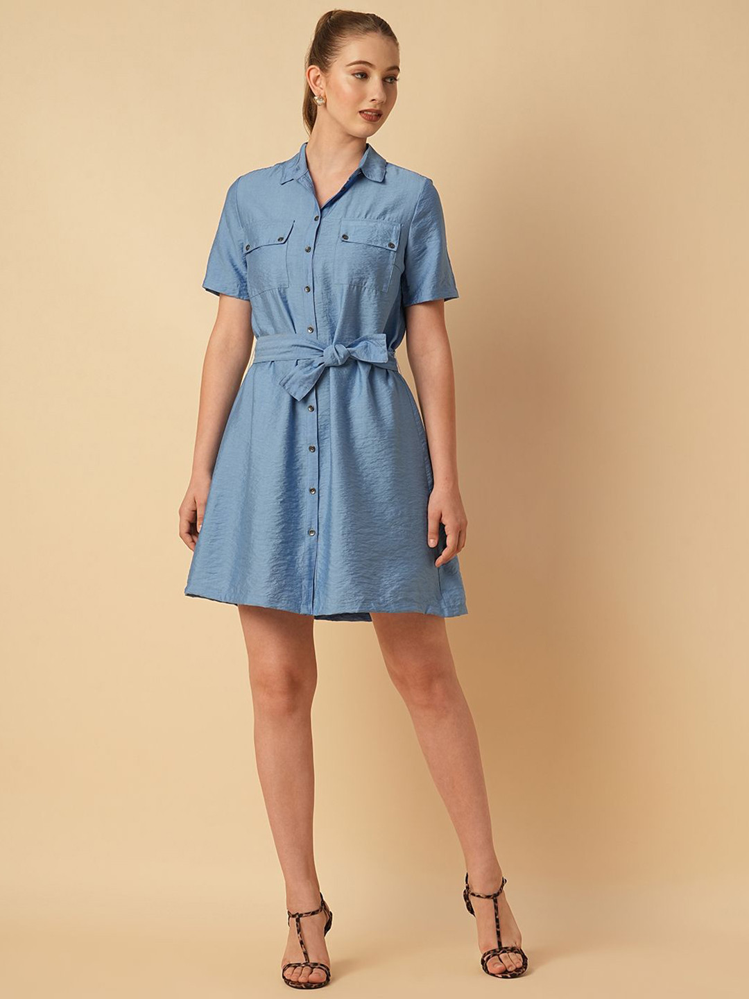 Chemistry Women Belted Shirt Dress