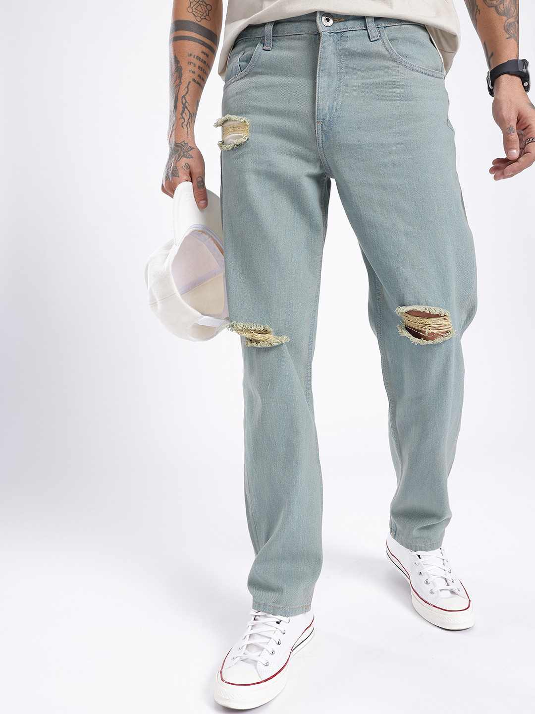 glitchez Men Grunge Relaxed Fit Mildly Distressed Jeans