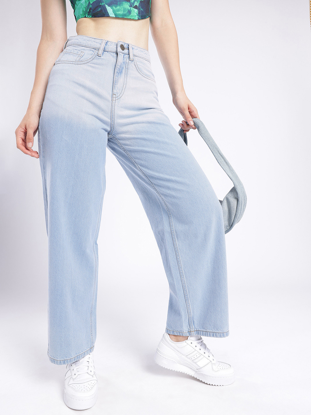 glitchez Women Ombre Baggy Light Fade Jeans