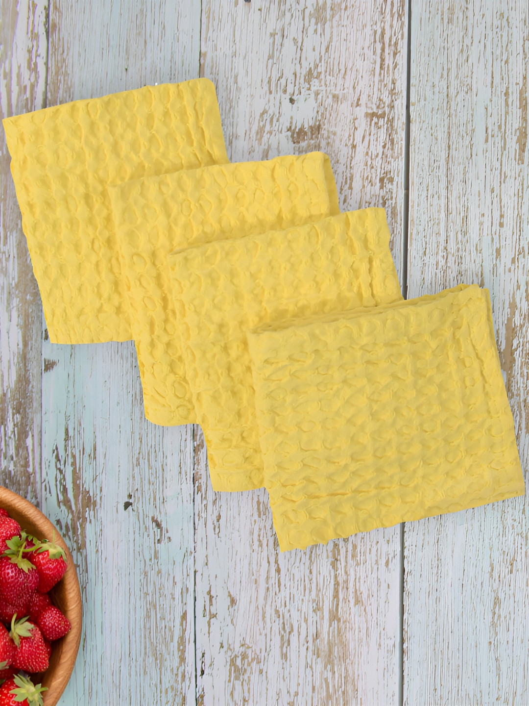 Cotton Candy Yellow 4 Pieces Cotton Table Napkins