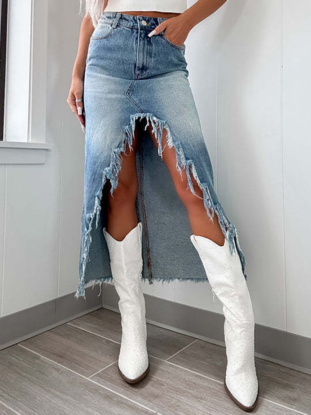 JC Mode Straight Midi Skirt