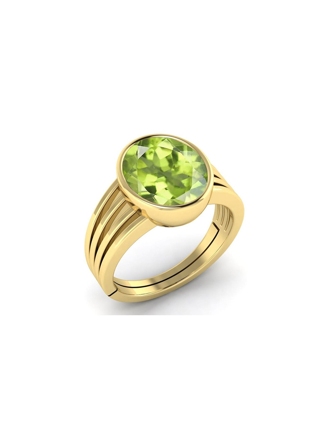 RRVGEM 6.25 Ratti Brass Plated Green Peridot Ring